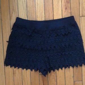 Navy crochet shorts
